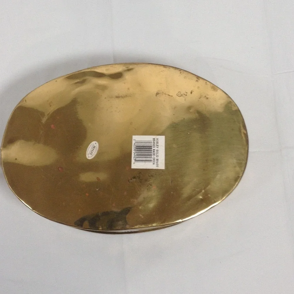 Laquered Solid Brass Hosley Planter Oblong with Handles‎ Made in India